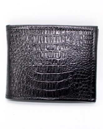 Black Leather Croc Skin Wallet