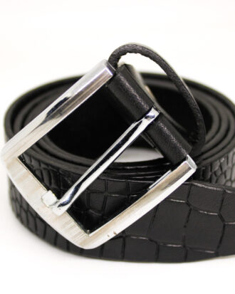 Marcus Croc Skin Leather Belt - Black