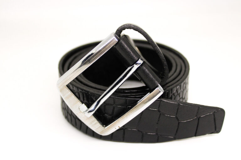 Marcus Croc Skin Leather Belt - Black