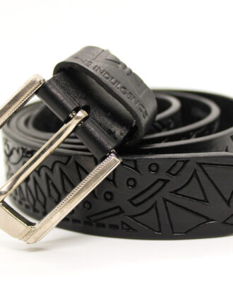 Ceaser Patterned Leather Belt - Black