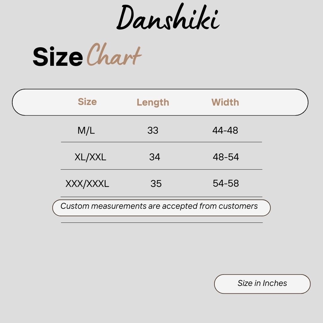 Danshiki size chart