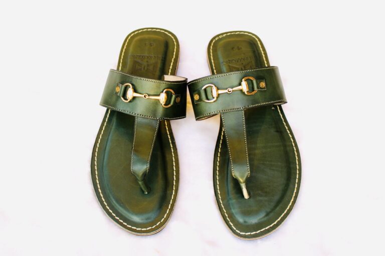 Mr Zimmani Leather Slippers - Army Green