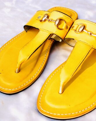 Indulgence Leather Slippers - Yellow