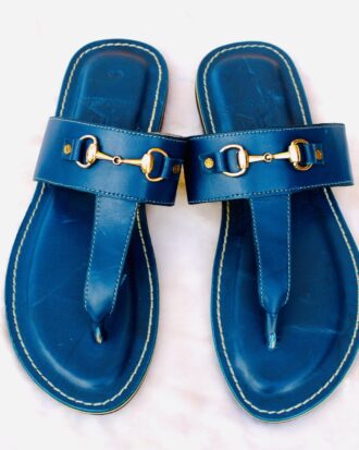 Mr Zimmani Leather Slippers - Blue