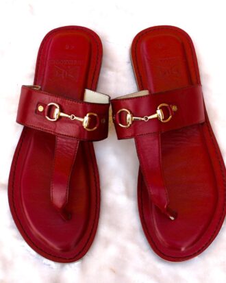 Mr Zimmani Leather Slippers - Red