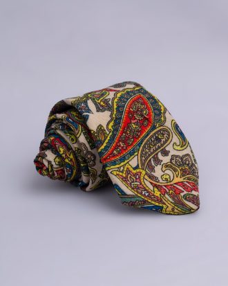 Iyiola Cream Vintage paisley Tie