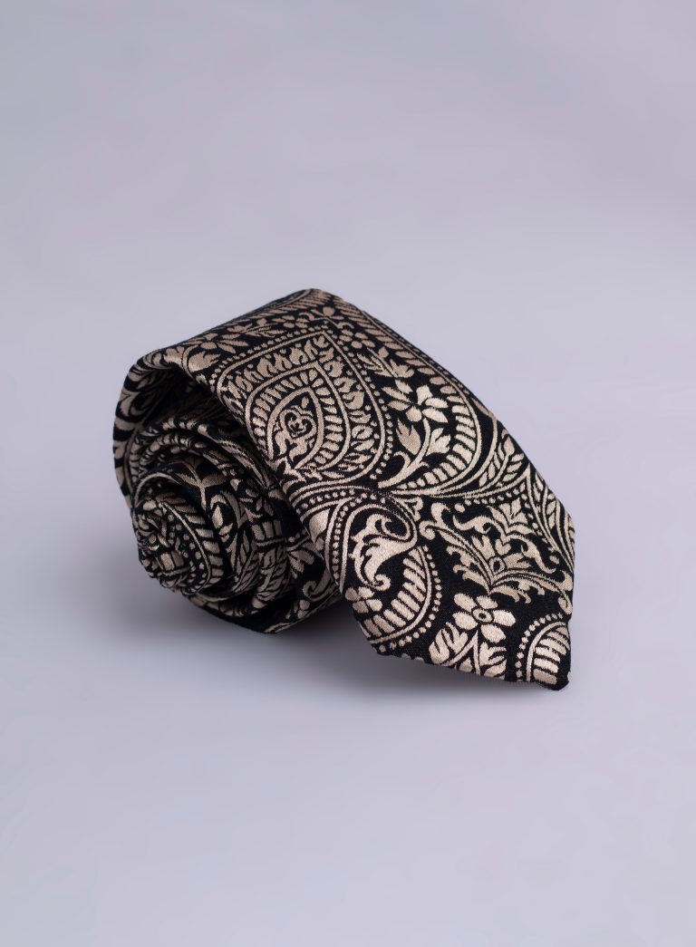 Gold Black Floral Tie aka David