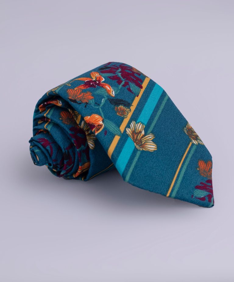 Teal Green Floral Tie