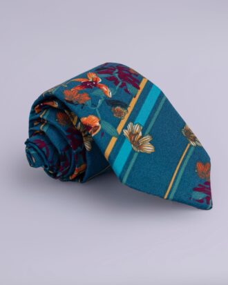 Teal Green Floral Tie