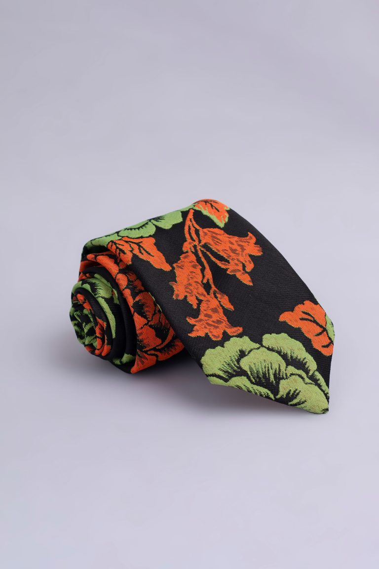 Raphael Black Orange Lemon Floral Tie