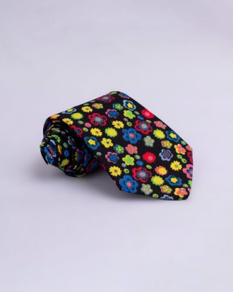 Oghogho Black Multi Colored Floral Tie