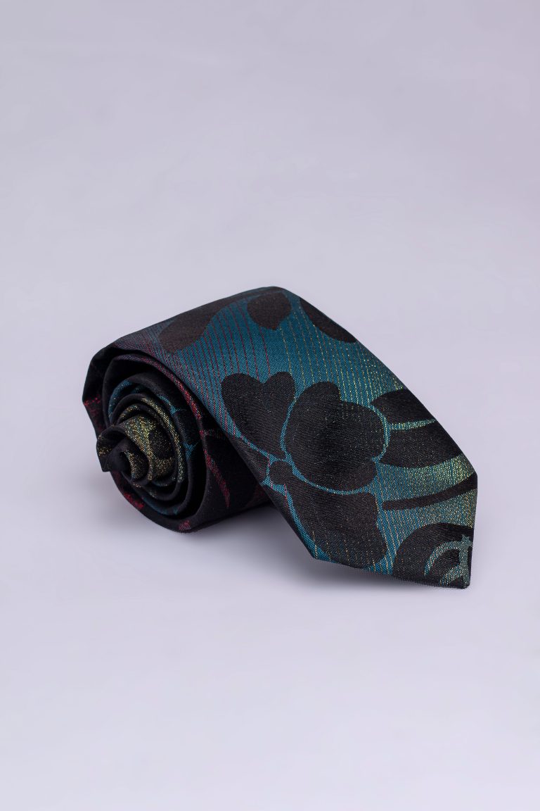 Omatsone Black Green Floral Tie