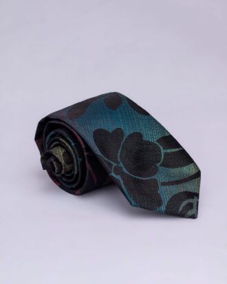 Omatsone Black Green Floral Tie