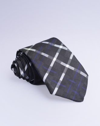Black Purple & White Plaid Tie