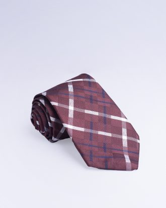 Brown White & Navy-Blue Plaid Tie