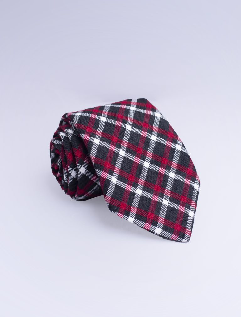 Red Black & White Plaid Tie