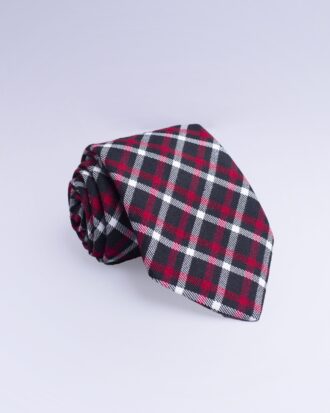 Red Black & White Plaid Tie