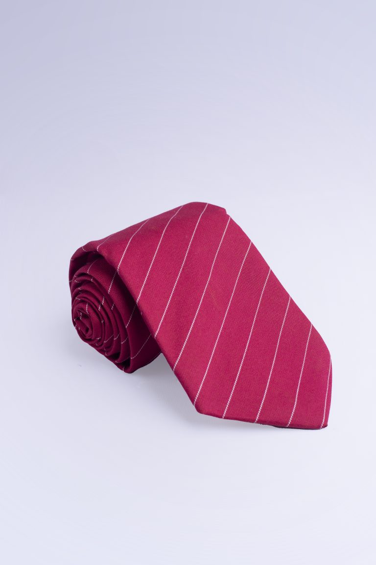 Wine & White Thin Stripe Tie