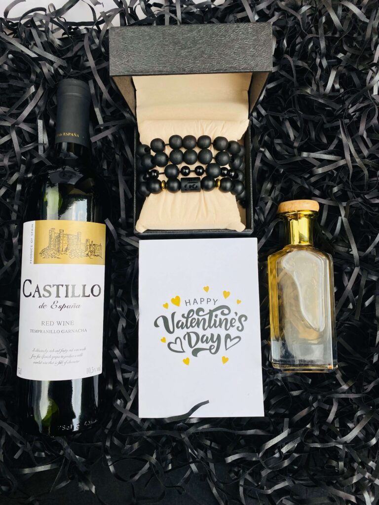 Bashir Luxury Gift Boxes for him in Lagos bracelet wine and perfume