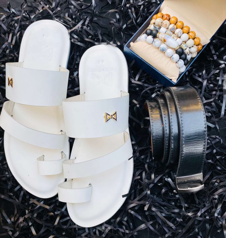 AAditri Luxury Gift Boxes for him in Lagos bracelet white leather slippers belt. The indulgence