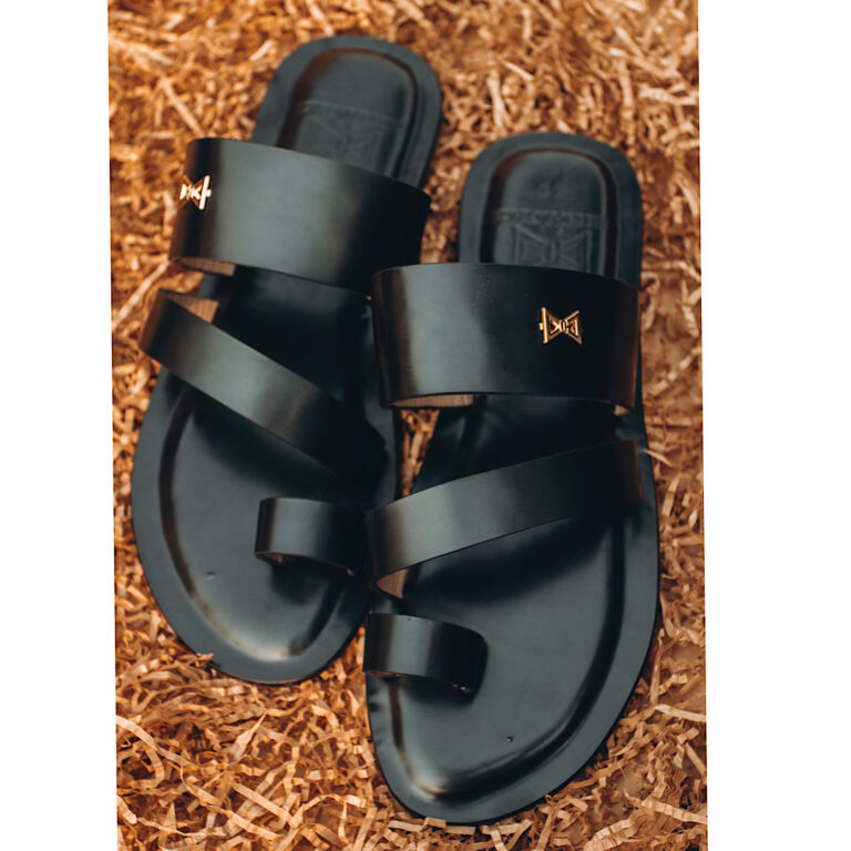 black leather slippers premium the indulgence Lagos Nigeria (black Adams )