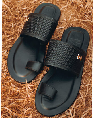 BLACK Adekunle slipper leather premium