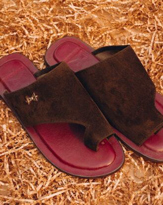brown Velvet slipper leather premium