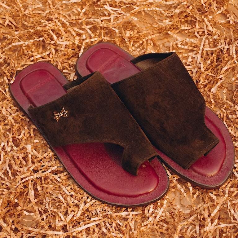 brown Velvet slipper leather premium