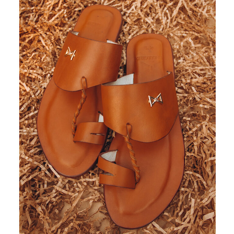 Men's light brown premium Leather Slippers - ( Charles )