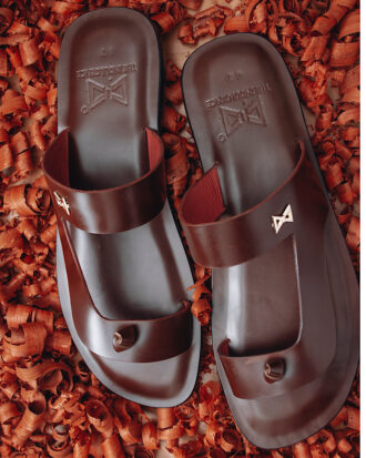 Men's Dark Brown premium Leather Slippers - ( FORTRESS )