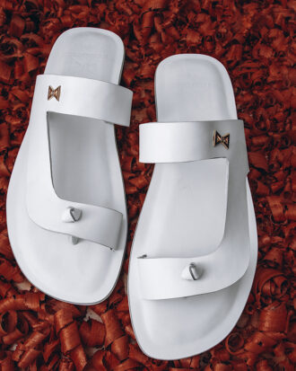 Men's white premium Leather Slippers - ( FORTRESS )