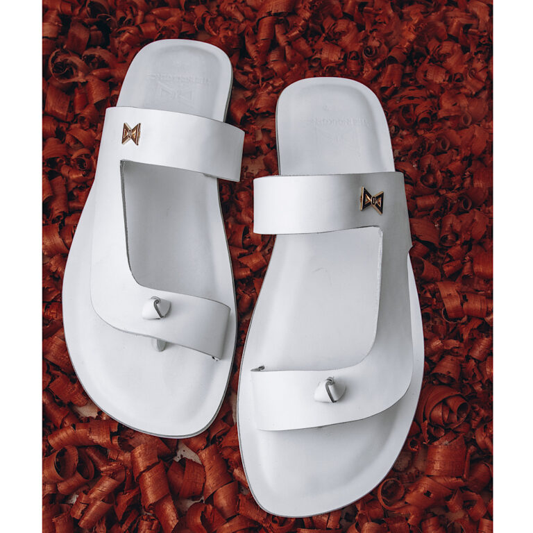 Men's white premium Leather Slippers - ( FORTRESS )