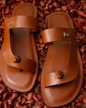 Men's light Brown premium Leather Slippers - ( FORTRESS )
