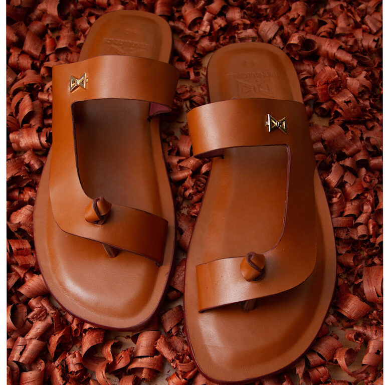 Men's light Brown premium Leather Slippers - ( FORTRESS )