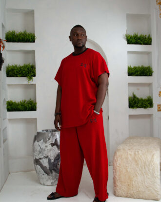 THE INDULGENCE CITY BOY 2 PIECE. Red ( sleeveless Top with Joggers )
