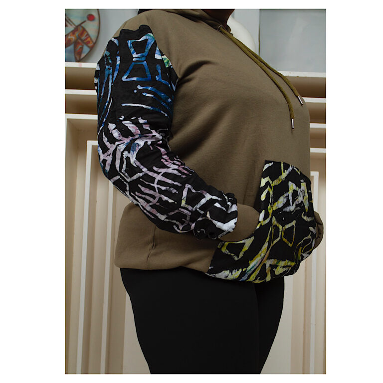 the indulgence army green batik hoodie