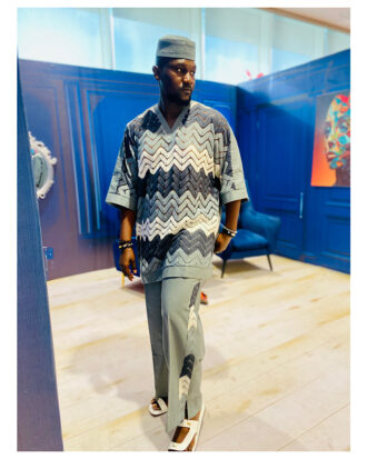 IDAN luxury Grey Lace V Neck with Baggy Trouser Two Piece by The Indulgence
