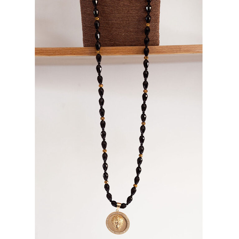 African-gold-pendant-black-neck-beads-lagos-nigeria