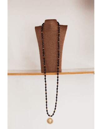 African-gold-pendant-black-neck-beads-lagos-nigeria