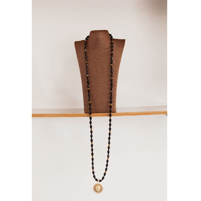 African-gold-pendant-black-neck-beads-lagos-nigeria
