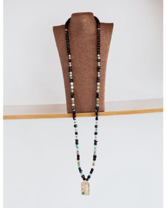 Green-gold-pendant-black-neck-beads-lagos-nigeria