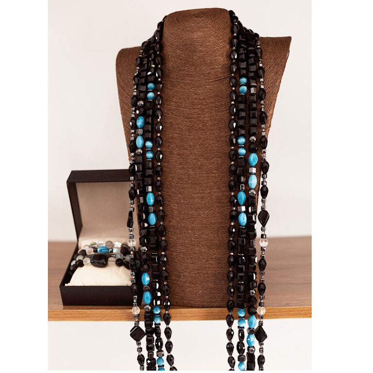 Sovereign Abyss by The Indulgence – Grand Black & Blue Bead Set neckbead