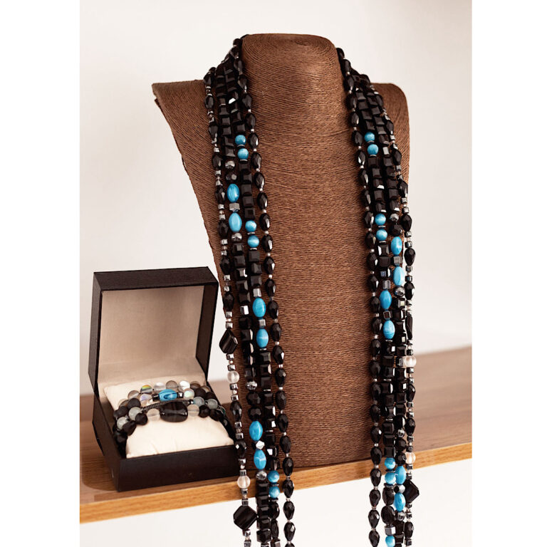 Sovereign Abyss by The Indulgence – Grand Black & Blue Bead Set neckbead