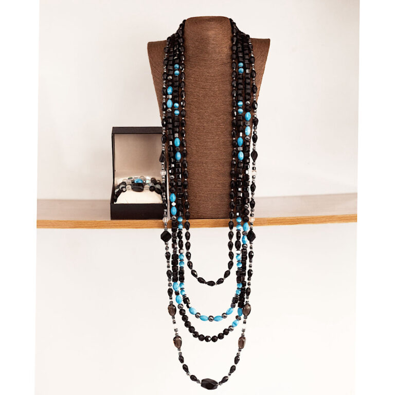 Sovereign Abyss by The Indulgence – Grand Black & Blue Bead Set neckbead