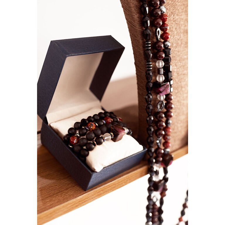 Royal Ember by The Indulgence – Traditional Red-Brown Bead Set with Bracelet