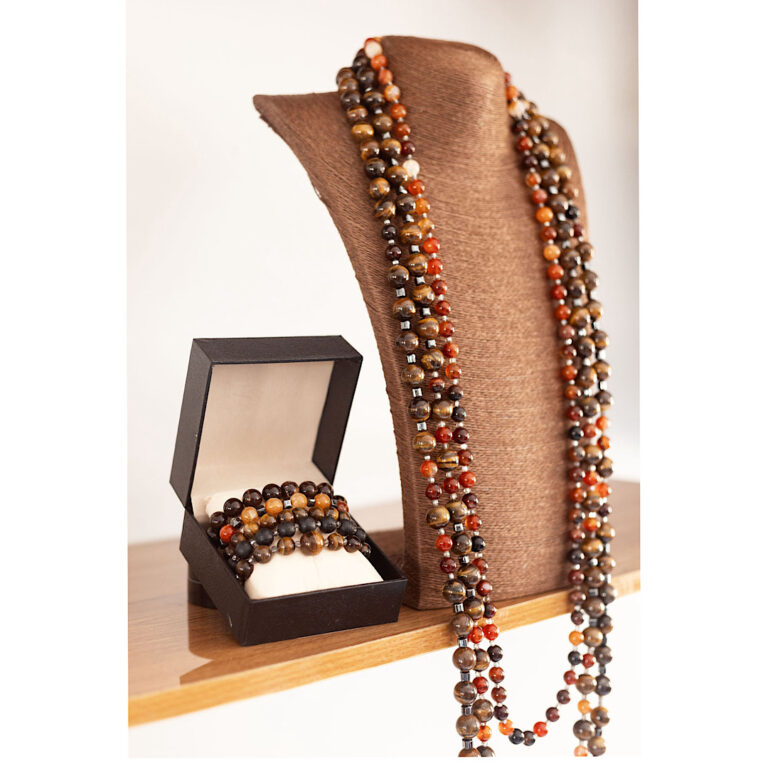 Earthfire Legacy by The Indulgence – Brown & Amber Native Bead Set with Bracelet