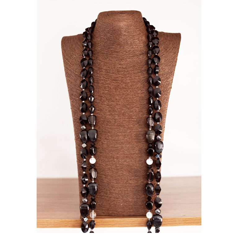 Obsidian Lineage by The Indulgence – Jet Black Native Bead Necklace