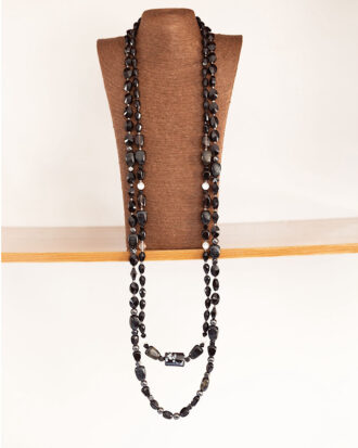 Obsidian Lineage by The Indulgence – Jet Black Native Bead Necklace