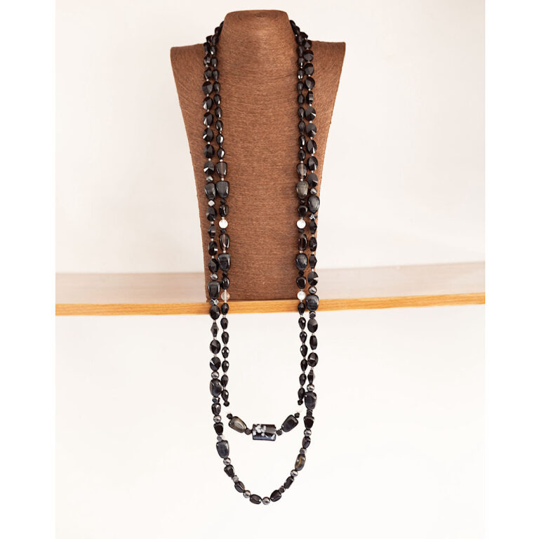 Obsidian Lineage by The Indulgence – Jet Black Native Bead Necklace