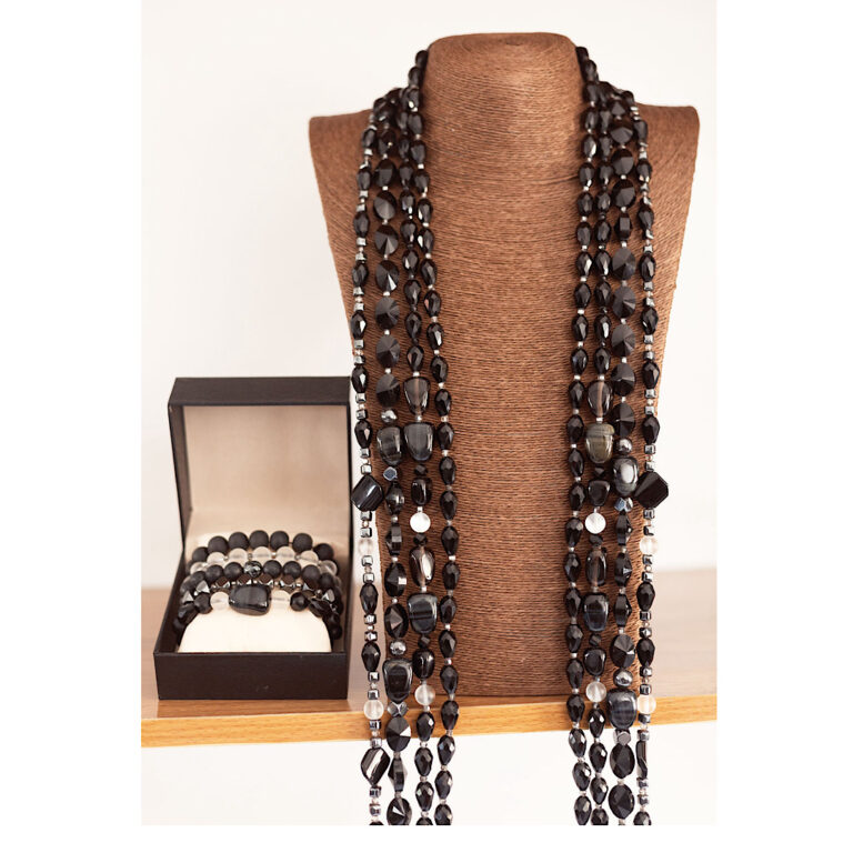 Obsidian Lineage by The Indulgence – Jet Black Native Bead Necklace